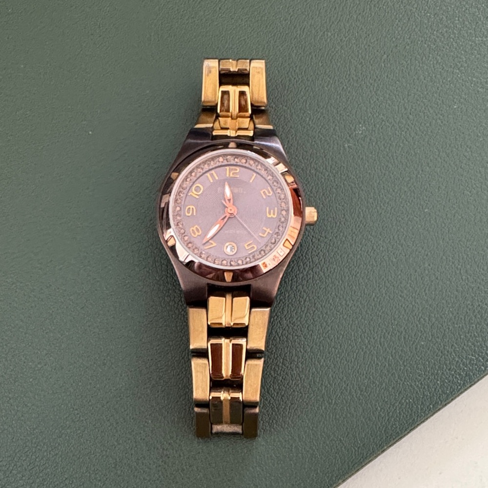 Brown and Gold Fossil Watch